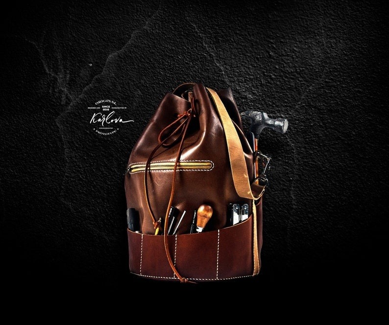 Выкройка кожаная сумка ведро под инструменты