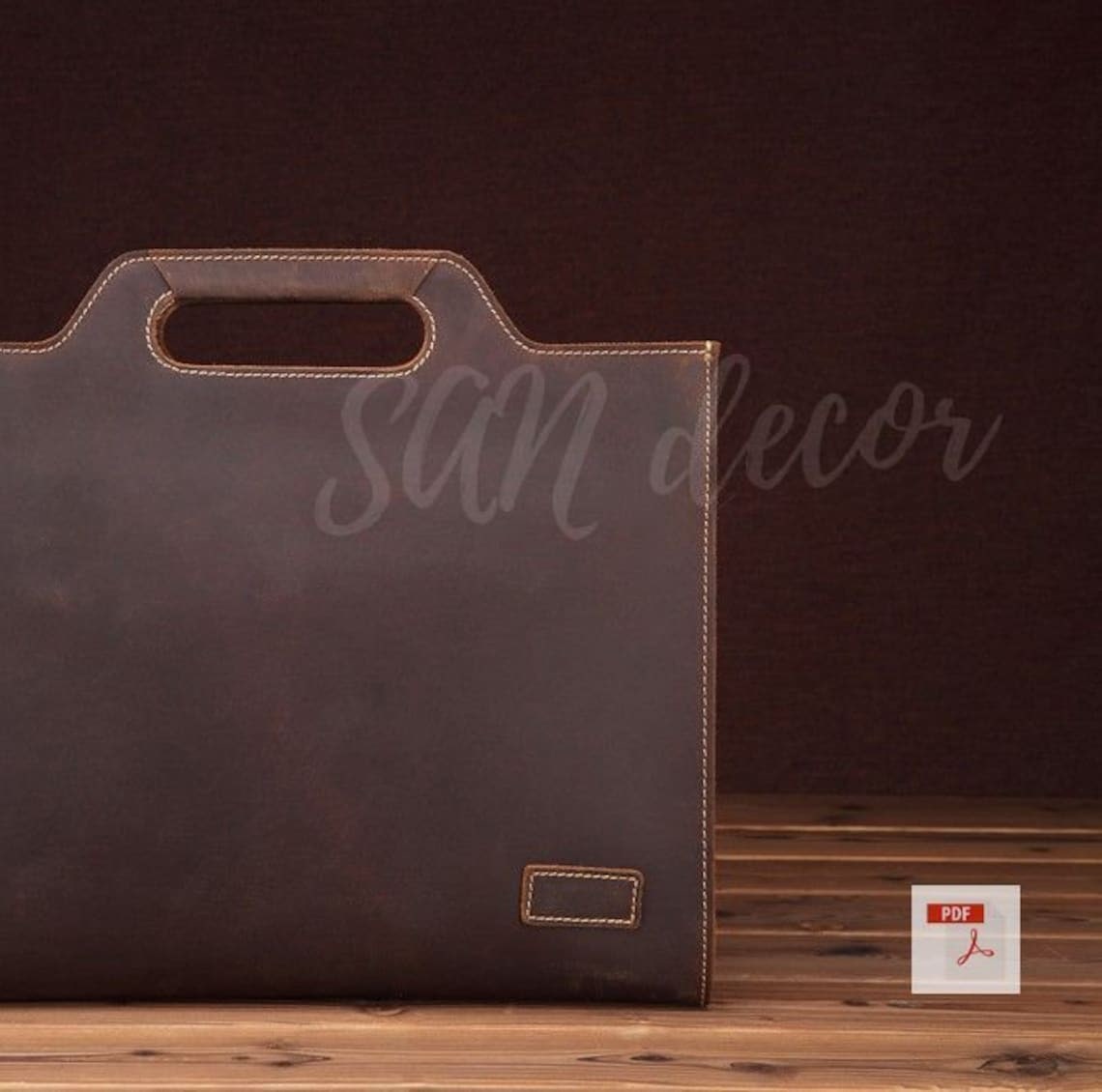 Выкройка кожаная сумка Briefcase для документов на молнии